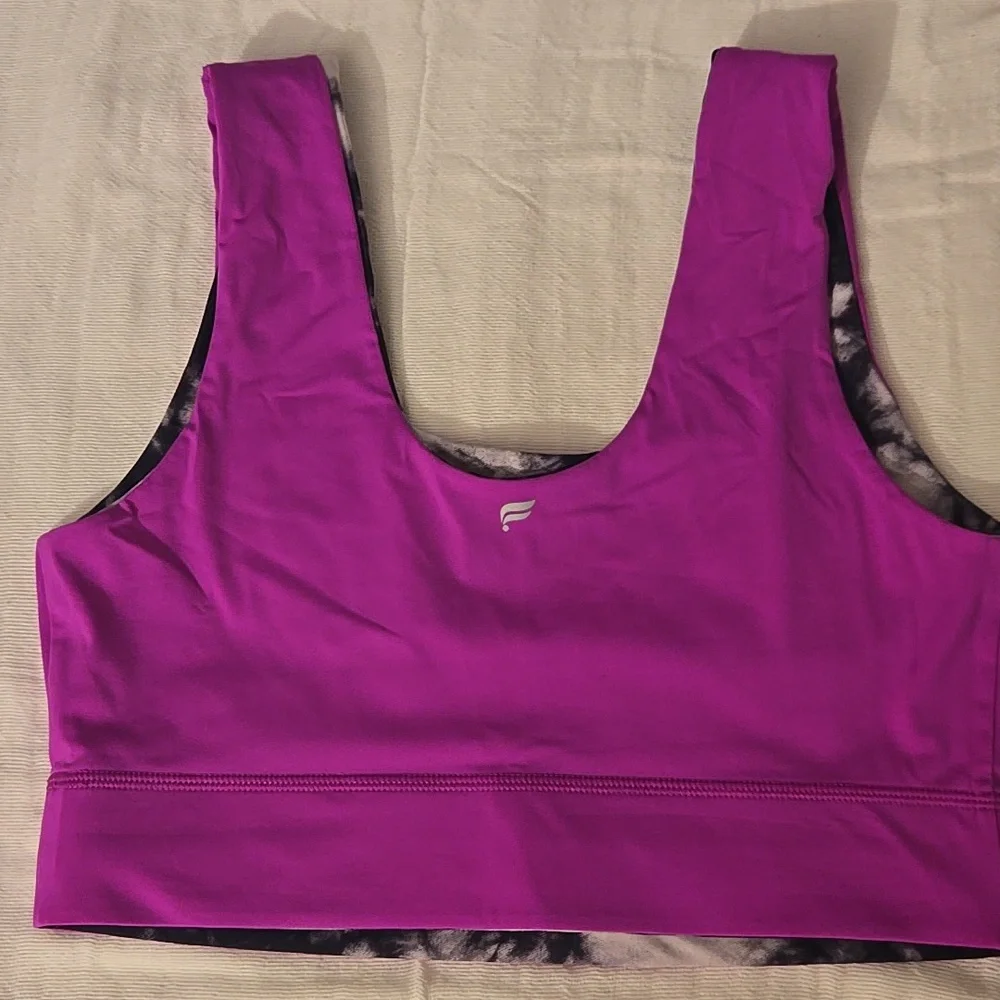 FABLETICS - Sports Bra XL Reversible Black Print/Fushia